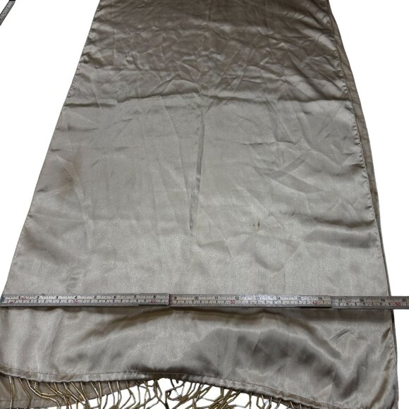 Metallic Gold Satin Evening Wrap With Fringe Edges - Picture 6 of 7